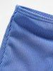 Two Tone Flounce Mock Button High Waist Bikini Swimsuit -  