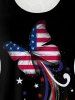 Plus Size Butterfly American Flag Stars Printed Lace Panel Patriotic Top -  