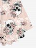 T-shirt à Bretelle Croisée Rose Crâne Imprimés de Grande Taille - Rose clair 5x | US 30-32