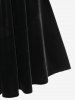 Robe à Bretelle à Lacets en Velours de Grande Taille avec Haut Boléro à Capuche - Noir 2X | US 18-20