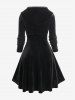 Robe à Bretelle à Lacets en Velours de Grande Taille avec Haut Boléro à Capuche - Noir 4X | US 26-28