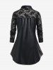 Gothic Long Sleeves Faux Leather Shirt with Lace -  