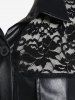Chemise Gothique Grande Taille en Faux Cuir à Manches Longues avec Dentelle - Noir 2x | US 18-20