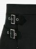Plus Size Gothic Plaid Buckles High Waisted A Line Mini Skirt -  