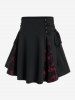 Gothic Lace Panel Two Tone A Line Mini Skirt with Lace Up -  