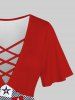 T-shirt Plongeant à Étoile Grande Taille - Rouge foncé 3X | US 22-24