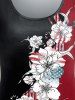 T-shirt Imprimé à Fleurs et Drapeau Américain Grande Taille - Noir 4X | US 26-28