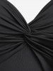 Plus Size Lace Panel Twist 2 in 1 Blonsou Mini Bodycon Dress -  
