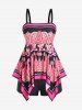 Plus Size Paisley Printed Padded Boyleg Hankerchief Tankini Swimsuit -  