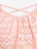 Plus Size Lace Panel Boyleg Double Up Blouson Tankini Swimsuit -  