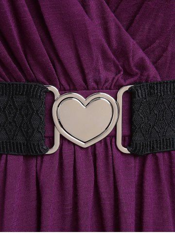 Plus Size Chain Panel Belted Butterfly Sleeve Surplice Top