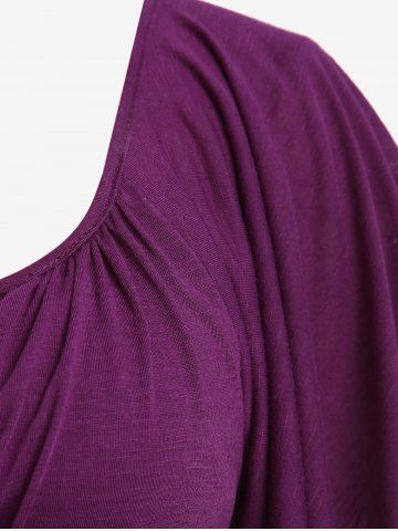 Plus Size Chain Panel Belted Butterfly Sleeve Surplice Top