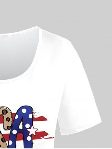 Plus Size American Flag USA Printed Patriotic Graphic Tee