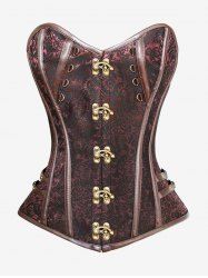 Gothic Grommets Lace-up Buckle Boning Brocade Corset -  