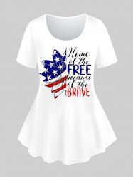 Plus Size Patriotic Letters American Flag Printed Graphic Tee -  
