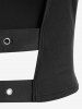 Buckled Grommets Cutout Long Sleeve Top And Basic Cropped Tube Top Gothic Outfit -  