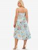 Robe Mi-Longue Linge Flottante Haute Basse Grande Taille - Bleu clair 2X | US 18-20