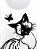 Plus Size Butterfly Cat Printed Short Sleeves Tee -  