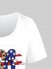 T-Shirt à Imprimé Drapeau Américain Patriotique Style Graphique Grande Taille - Blanc S | US 8