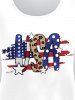 T-Shirt à Imprimé Drapeau Américain Patriotique Style Graphique Grande Taille - Blanc 4X | US 26-28