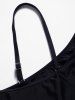 Maillot de Bain Une-Pièce Rayé Contrasté à Pois de Grande Taille à Volants - Noir XL