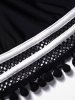 Maillot de Bain Une-Pièce Rayé Contrasté à Pois de Grande Taille à Volants - Noir XL