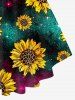 Plus Size Sunflower Galaxy Printed Crisscross Short Sleeves Tee -  