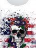 Plus Size Sunflower American Flag Skull Printed Patriotic Tee - Blanc 5x | US 30-32