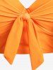 Maillot de Bain Bikini Long Tournesol Noué Imprimé de Grande Taille Trois Pièces - Orange 4X | US 26-28