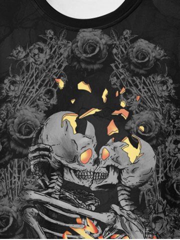 Gothic Hug Skeleton Rose Graphic Tee