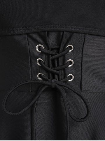 Plus Size Lace-up Ruffle Strappy Tankini Swimsuit