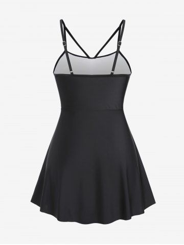 Plus Size Lace-up Ruffle Strappy Tankini Swimsuit