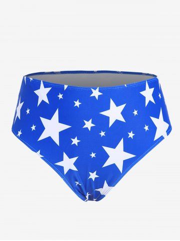 Plus Size Patriotic American Flag Print Halter Bow Tankini Swimsuit