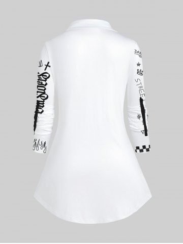 Gothic Skeleton Letter Print Shirt