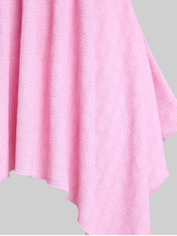 Plus Size Lace Panel Knot Handkerchief Textured Tank Top