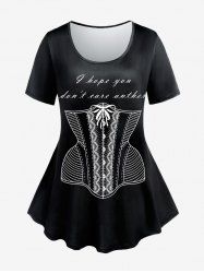 T-shirt à Imprimé Corset Gothique - Noir 5x | US 30-32
