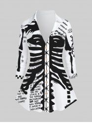 Chemise Gothique Lettre Squelette Imprimées - Blanc S | États-Unis 8