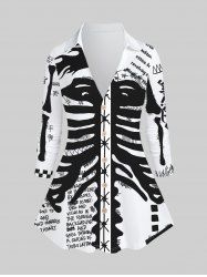 Chemise Gothique Lettre Squelette Imprimées - Blanc 1X | US 14-16