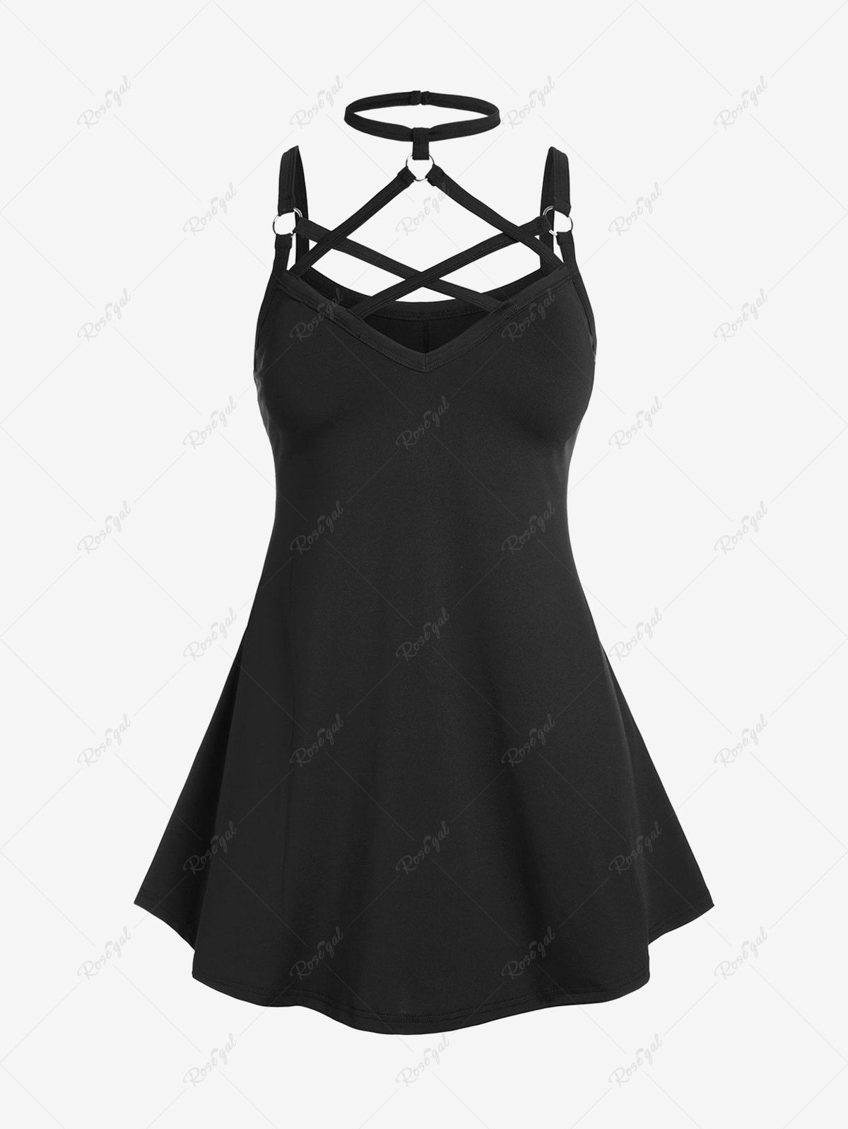 Sale Gothic Strappy O Ring Choker Tank Top  