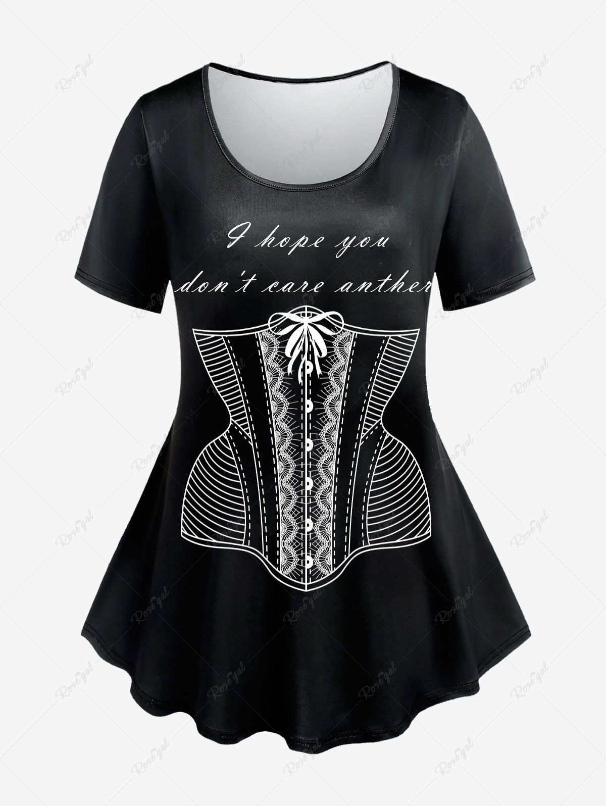 T-shirt à Imprimé Corset Gothique Noir 5x | US 30-32