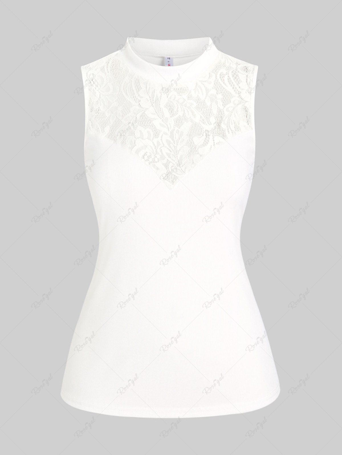 Outfit Plus Size High Neck Lace Panel Knitted Top  