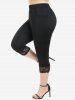 O Ring Plaid Tank Top and Lace Panel Pocket Leggings Plus Size Summer Outfit -  