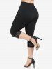 O Ring Plaid Tank Top and Lace Panel Pocket Leggings Plus Size Summer Outfit -  