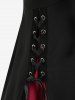 Ensemble de Robe Bicolore Gothique Cœur en Velours à Lacets et Collier à Col Ras-du-Cou Grande Taille - Rouge 