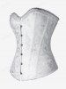 Ensemble de T-shirt Mouchoir Gothique Fleur en Dentelle à Manches Longues et Corset de Brocart à Lacets de Grande Taille - Blanc 