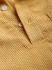 Half Button Corduroy Collared Long Sleeves Shirt -  