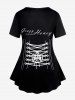 T-shirt à Imprimé Corset Gothique - Noir 1X | US 14-16