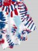 Plus Size Tie Dye Printed Crisscross Short Sleeves Tee -  