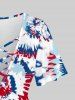 Plus Size Tie Dye Printed Crisscross Short Sleeves Tee -  