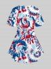 Plus Size Tie Dye Printed Crisscross Short Sleeves Tee -  
